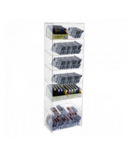 E-139 VTP-E- Espositore porta accendini / porta tabacco in plexiglass trasparente a 7 ripiani inclinati