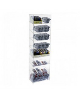 E-139 VTP-F - Espositore porta accendini / porta tabacco in plexiglass trasparente a 8 ripiani inclinati