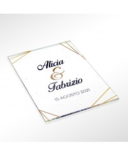 E-745 PAR-C - Partecipazione in plexiglass trasparente o colorato rettangolare con angoli retti - Misure: L 12 x H 18 cm