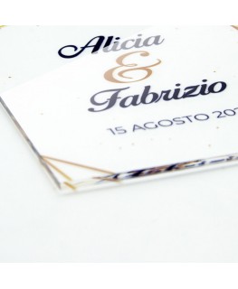 E-745 PAR-C - Partecipazione in plexiglass trasparente o colorato rettangolare con angoli retti - Misure: L 12 x H 18 cm
