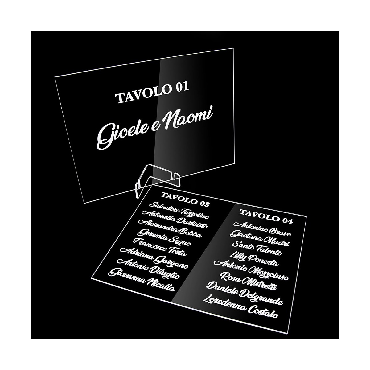 E-771 TAB-H - Tableau in plexiglass trasparente o colorato stampato di forma rettangolare o quadrato