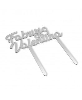 E-785 TOK-C - Top cake in plexiglass con nome su 2 righe
