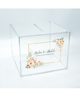 E-790 SCA-A - Scatola in plexiglass trasparente per regali in contanti e biglietti per il matrimonio personalizzata Dimension...