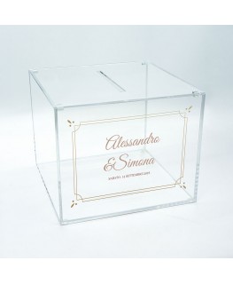 E-790 SCA-A - Scatola in plexiglass trasparente per regali in contanti e biglietti per il matrimonio personalizzata Dimension...