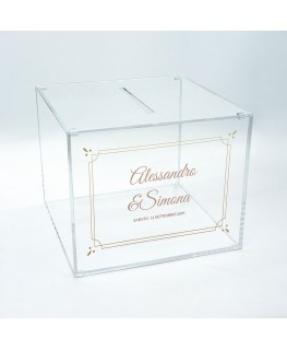 E-790 SCA-B - Scatola in plexiglass trasparente per regali in contanti e biglietti per il matrimonio personalizzata Dimension...