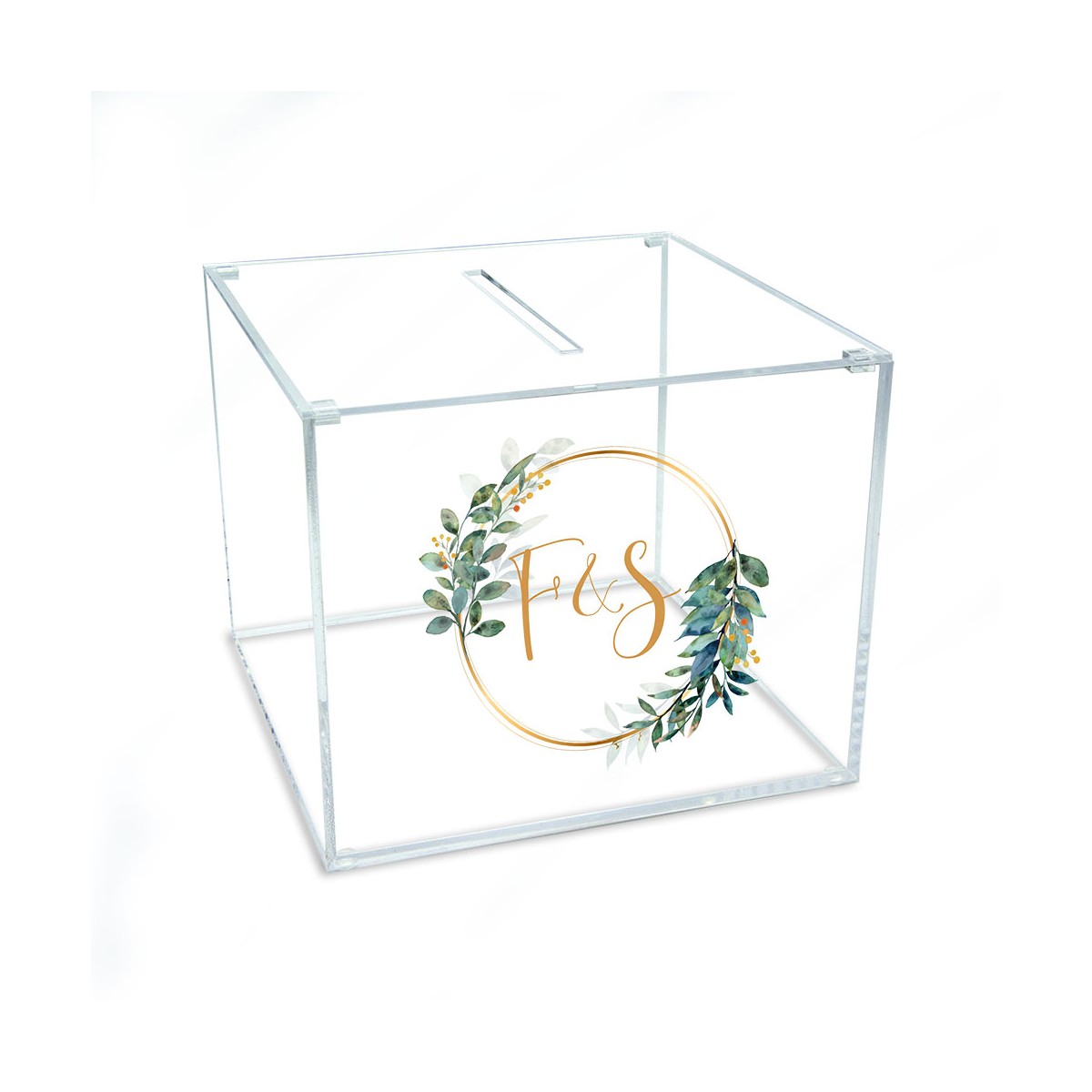 E-790 SCA-A - Scatola in plexiglass trasparente per regali in contanti e biglietti per il matrimonio personalizzata Dimension...