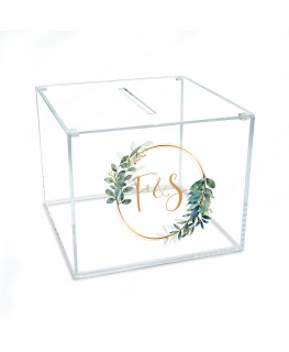 E-790 SCA-B - Scatola in plexiglass trasparente per regali in contanti e biglietti per il matrimonio personalizzata Dimension...