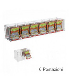 E-384 - Espositore gratta e vinci da banco o da soffitto in plexiglass trasparente munito di sportellino frontale lato rivend...