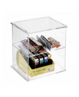 E-205 POA-A - Espositore porta accendini in plexiglass trasparente a 2 ripiani orizzontali