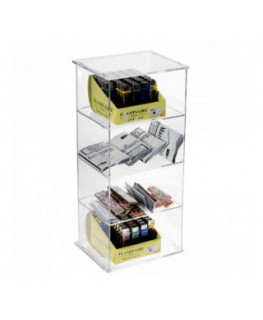 E-205 POA-C - Espositore porta accendini in plexiglass trasparente a 4 ripiani orizzontali