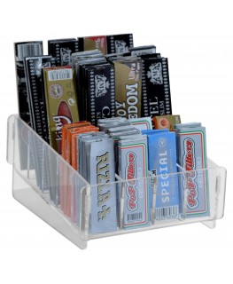 E-398 ECC-A - Espositore porta cartine per trinciato da banco in plexiglass trasparente - 20 postazioni