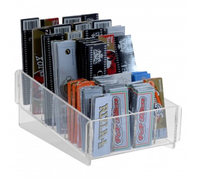 E-398 ECC-B - Espositore porta cartine per trinciato da banco in plexiglass trasparente - 24 postazioni