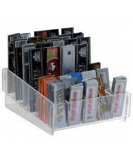 E-398 ECC-C - Espositore porta cartine per trinciato da banco in plexiglass trasparente - 30 postazioni
