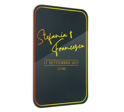 E-746 PAR-B - Partecipazione in plexiglass trasparente o colorato rettangolare con angoli arrotondati - Misure: L 11 x H 17 cm