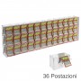 Counter or ceiling scratch card display in transparent plexiglass equipped with a front door on the retailer's side