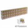 Counter or ceiling scratch card display in transparent plexiglass equipped with a front door on the retailer's side