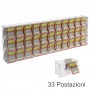 Counter or ceiling scratch card display in transparent plexiglass equipped with a front door on the retailer's side