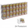 Counter or ceiling scratch card display in transparent plexiglass equipped with a front door on the retailer's side