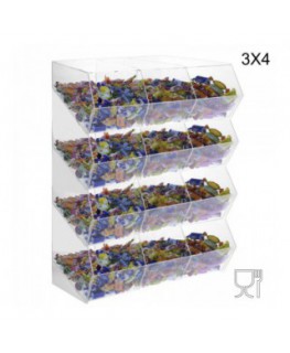 E-222 PCR-P - Porta caramelle in plexiglass trasparente SENZA sportello con ripiano inclinato a 12 scomparti (3X4)
