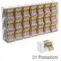 Counter or ceiling scratch card display in transparent plexiglass equipped with a front door on the retailer's side