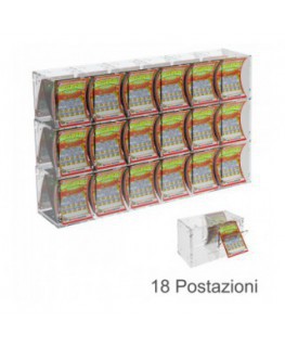 E-386 - Espositore gratta e vinci da banco o da soffitto in plexiglass trasparente munito di sportellino frontale lato rivend...