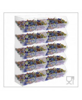 E-222 PCR-V - Porta caramelle in plexiglass trasparente SENZA sportello con ripiano inclinato a 20 scomparti (4X5)