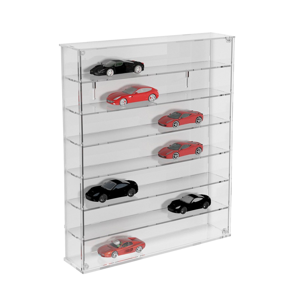 E-793 BAC-D - Bacheca/Vetrina in plexiglass trasparente scala 1:43 a 7 ripiani - Misure: 33x12x h64 cm
