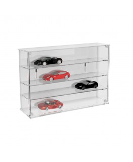 E-795 BAC-A - Bacheca/Vetrina in plexiglass trasparente scala 1:43 a 4 ripiani - Misure: 53x12x h37 cm
