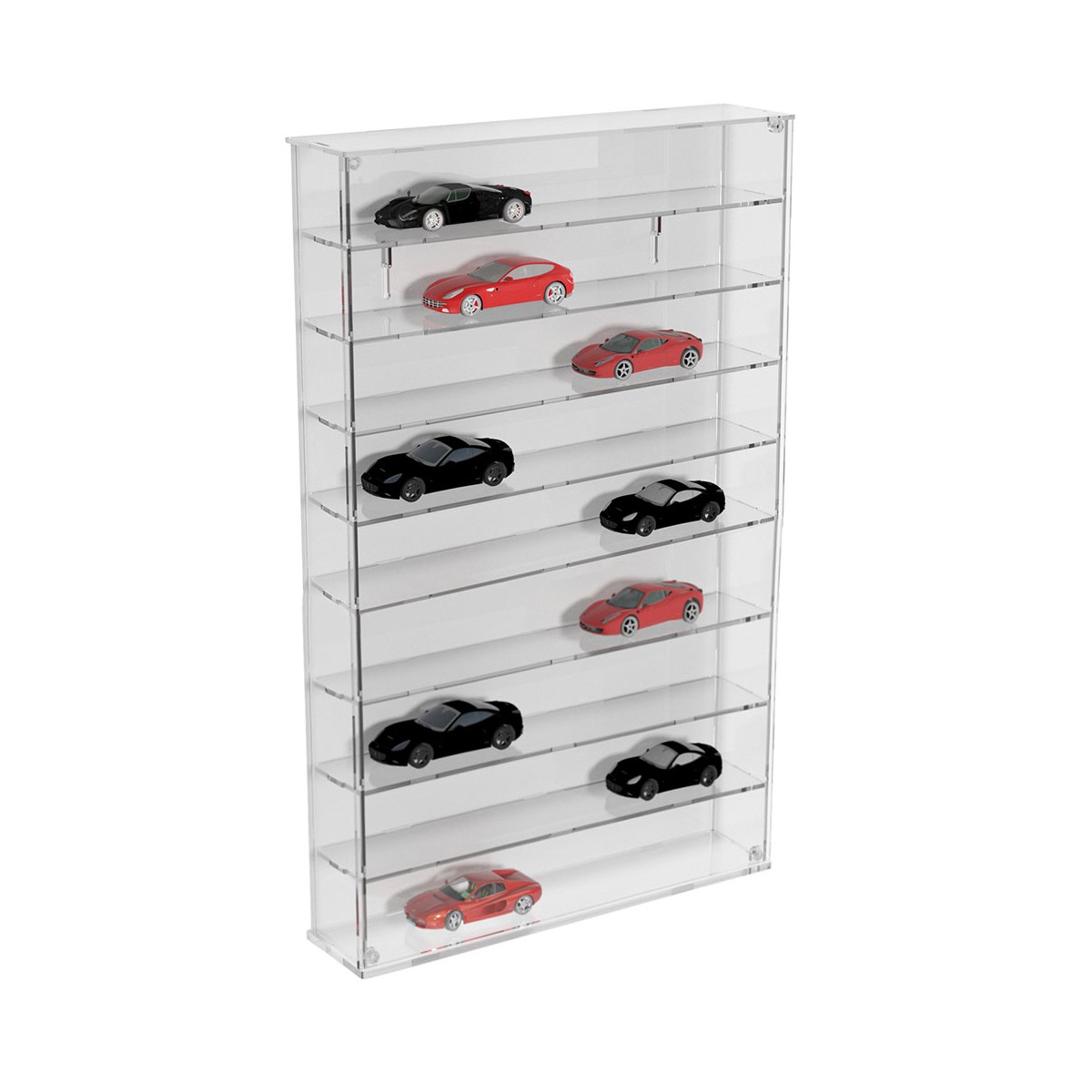 E-795 BAC-D - Bacheca/Vetrina in plexiglass trasparente scala 1:43 a 9 ripiani - Misure: 53x12x h82 cm