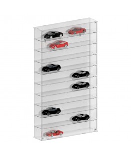 E-795 BAC-E - Bacheca/Vetrina in plexiglass trasparente scala 1:43 a 10 ripiani - Misure: 53x12x h91 cm