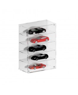 E-796 BAC-B - Bacheca/Vetrina in plexiglass trasparente scala 1:18 a 5 ripiani - Misure: 34x18.5x h68 cm