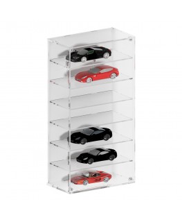 E-796 BAC-C - Bacheca/Vetrina in plexiglass trasparente scala 1:18 a 7 ripiani - Misure: 34x18.5x h95 cm