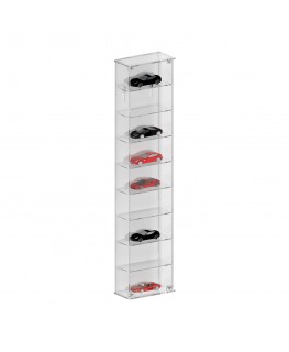E-798 BAC-D - Bacheca/Vetrina in plexiglass trasparente scala 1:43 a 9 ripianiMisure: totali: 18x9x h76 cm - Misure: 33x9x h7...