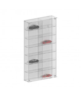 E-799 BAC-B - Bacheca/Vetrina in plexiglass trasparente scala 1:43 a 7 ripiani e 2 colonne | 14 scomparti - Misure: 48x9x h59 cm
