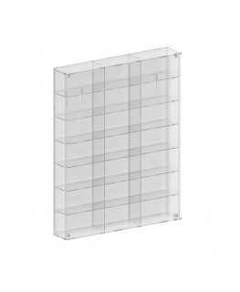 E-800 BAC-B - Bacheca/Vetrina in plexiglass trasparente scala 1:43 a 7 ripiani e 3 colonne | 21 scomparti - Misure: 63x8x h59 cm