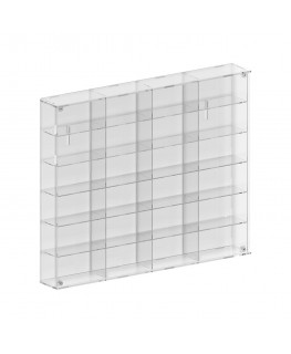 E-801 BAC-A - Bacheca/Vetrina in plexiglass trasparente scala 1:43 a 6 ripiani e 4 colonne | 24 scomparti - Misure: 63x8x h51 cm