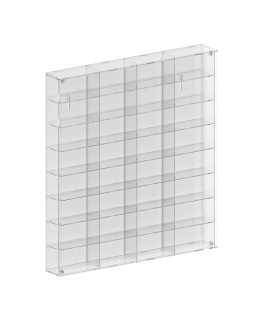 E-801 BAC-C - Bacheca/Vetrina in plexiglass trasparente scala 1:43 a 8 ripiani e 4 colonne | 32 scomparti - Misure: 63x8x h63 cm