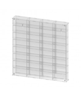 E-801 BAC-C - Bacheca/Vetrina in plexiglass trasparente scala 1:43 a 8 ripiani e 4 colonne | 32 scomparti - Misure: 63x8x h63 cm