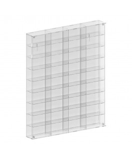 E-801 BAC-D - Bacheca/Vetrina in plexiglass trasparente scala 1:43 a 9 ripiani e 4 colonne | 36 scomparti - Misure: 63x8x h76 cm