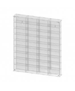 E-801 BAC-D - Bacheca/Vetrina in plexiglass trasparente scala 1:43 a 9 ripiani e 4 colonne | 36 scomparti - Misure: 63x8x h76 cm