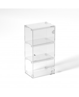 E-802 VET - Ampia vetrina espositiva in plexiglass trasparente a 3 ripiani - Misure: 30 x 20 x h60 cm