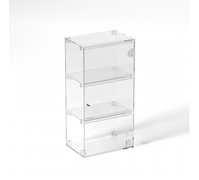 E-802 VET - Ampia vetrina espositiva in plexiglass trasparente a 3 ripiani - Misure: 30 x 20 x h60 cm