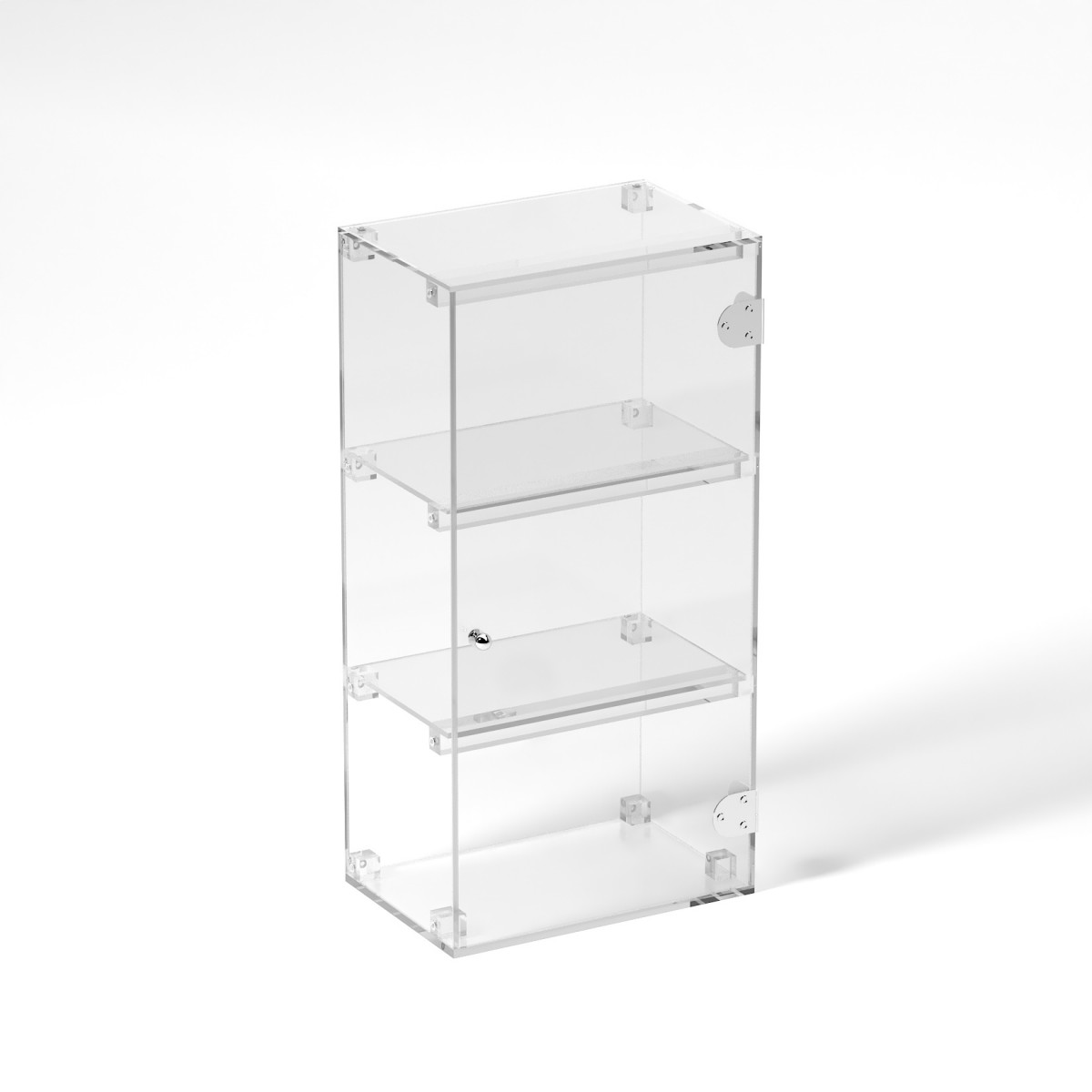 E-802 VET - Ampia vetrina espositiva in plexiglass trasparente a 3 ripiani - Misure: 30 x 20 x h60 cm