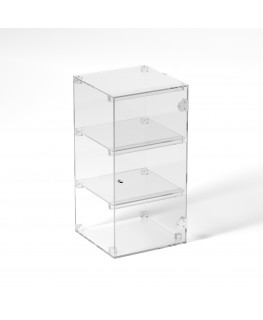 E-803 VET - Ampia vetrina espositiva in plexiglass trasparente a 3 ripiani- Misure: 30 x 30 x h60 cm