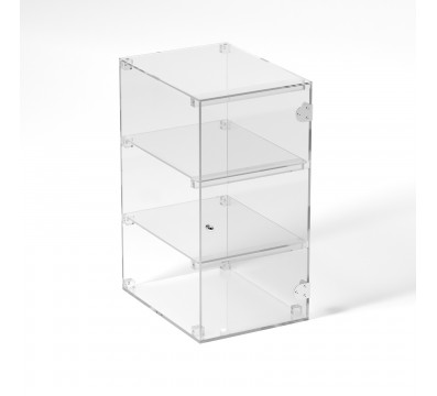 E-804 VET - Ampia vetrina espositiva in plexiglass trasparente a 3 ripiani - Misure: 30 x 40 x h60 cm