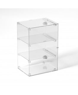 E-804 VET - Ampia vetrina espositiva in plexiglass trasparente a 3 ripiani - Misure: 30 x 40 x h60 cm