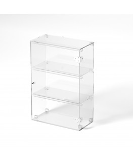 E-805 VET - Ampia vetrina espositiva in plexiglass trasparente a 3 ripiani - Misure: 40 x 20 x h60 cm