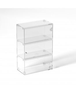 E-805 VET - Ampia vetrina espositiva in plexiglass trasparente a 3 ripiani - Misure: 40 x 20 x h60 cm