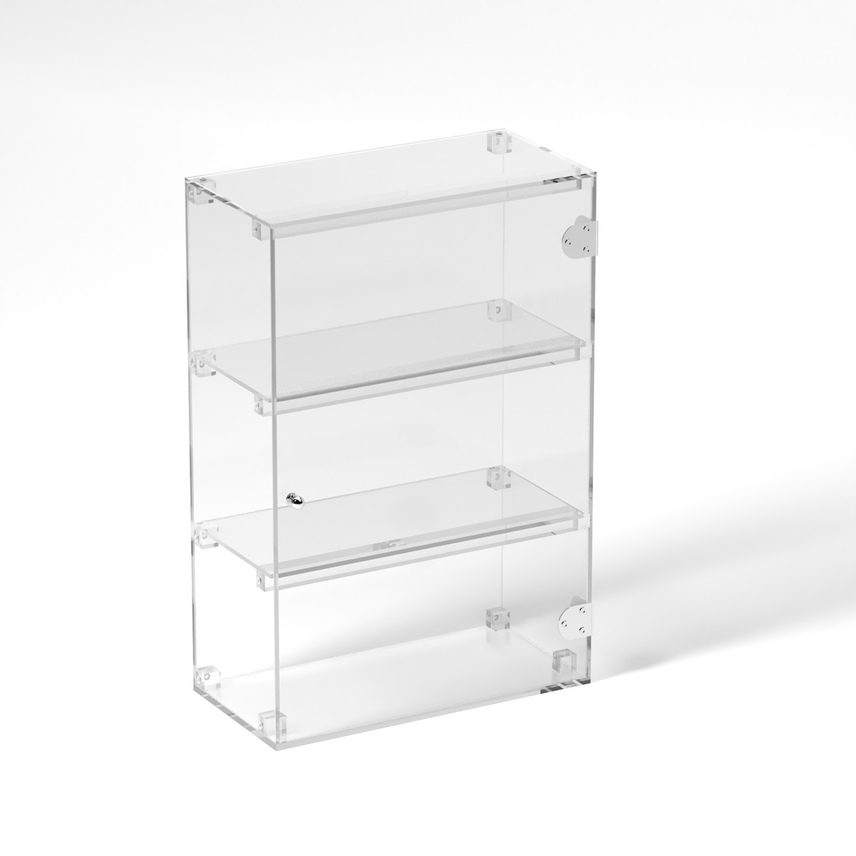 E-805 VET - Ampia vetrina espositiva in plexiglass trasparente a 3 ripiani - Misure: 40 x 20 x h60 cm