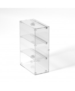 E-805 VET - Ampia vetrina espositiva in plexiglass trasparente a 3 ripiani - Misure: 40 x 20 x h60 cm
